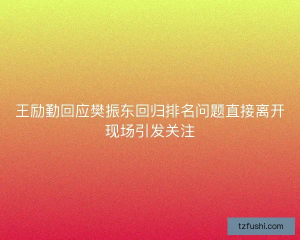 王励勤回应樊振东回归排名问题直接离开现场引发关注