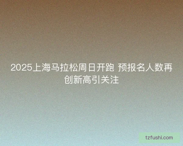 2025上海马拉松周日开跑 预报名人数再创新高引关注